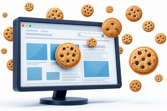 Ilustracja plików cookie na komputerze