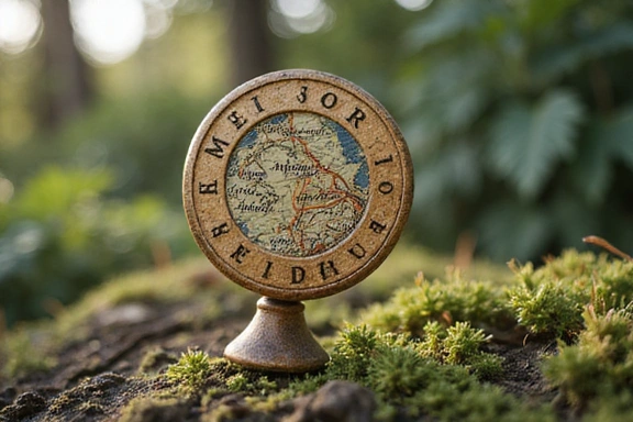 Stylizowana pinezka mapy w naturalnym otoczeniu