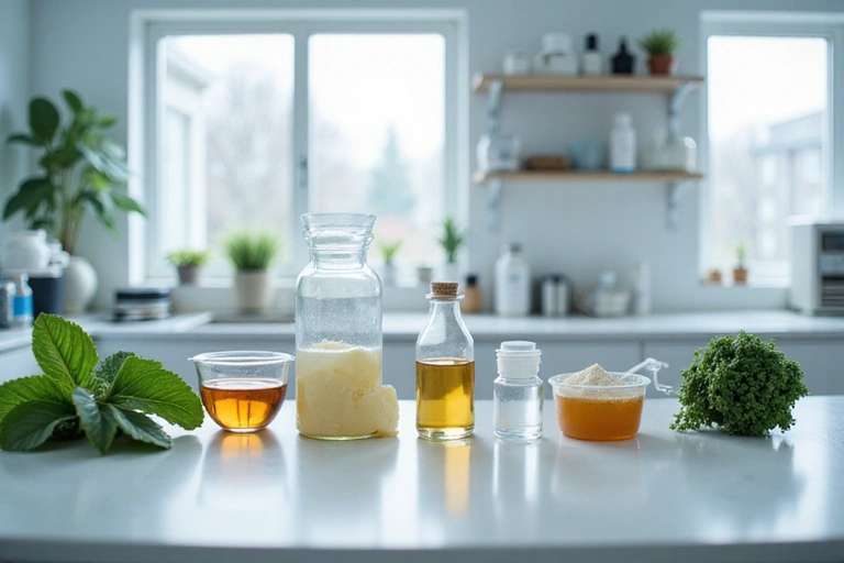 Czyste, nowoczesne środowisko laboratoryjne z naturalnymi składnikami, skupione na czystości